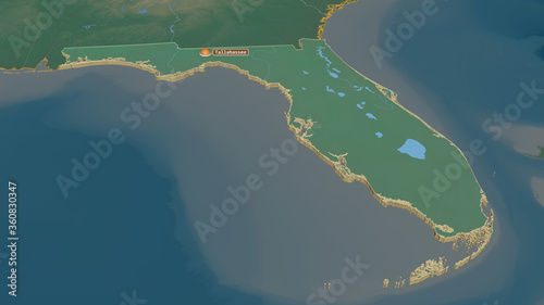 Florida, United States - extruded with capital. Relief