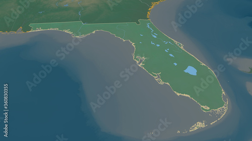 Florida, United States - outlined. Relief
