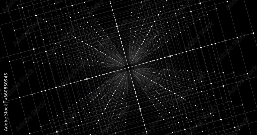 3D Illustration abstract background of dots grid lines wireframe matrix cube for future innovation digital concept