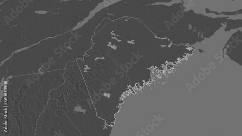Maine, United States - outlined. Bilevel
