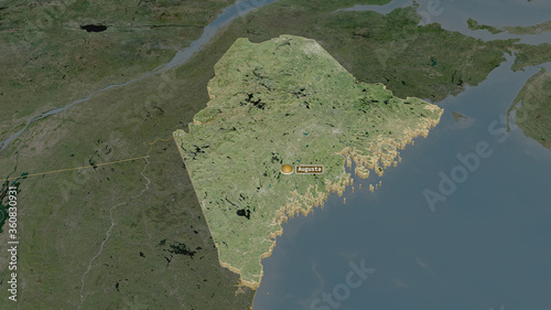 Maine, United States - extruded with capital. Satellite