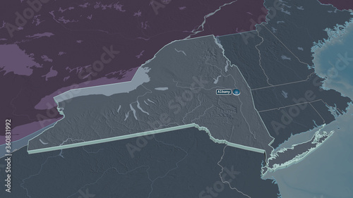 New York, United States - extruded with capital. Administrative