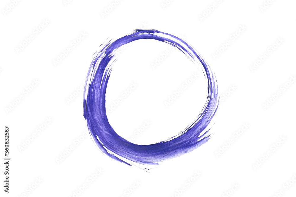Round frame for text or photo in blue carelessly painted with paint on a white background. Blank for layout or design elements. Round frame for text or photo in blue carelessly painted with paint on a white background. Blank for layout or design elements.