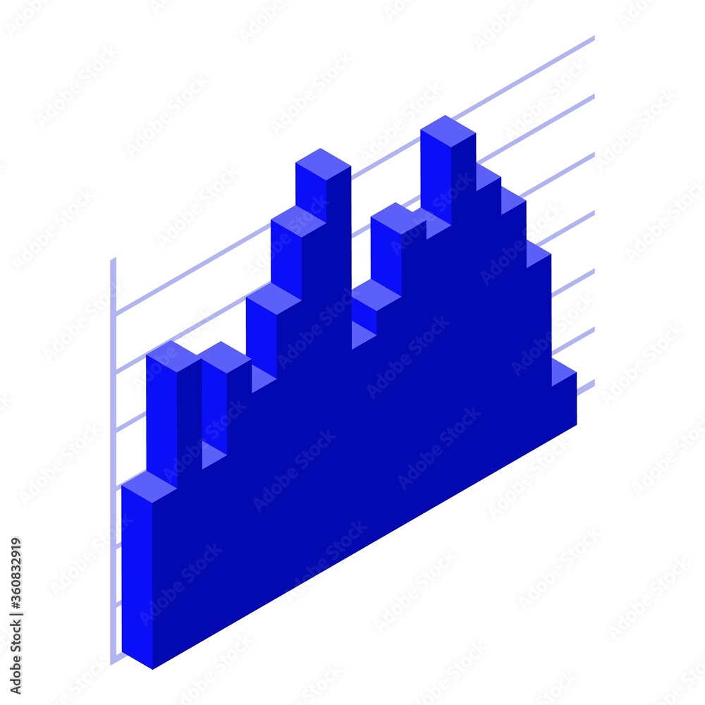Fototapeta premium Blue graph chart icon. Isometric of blue graph chart vector icon for web design isolated on white background