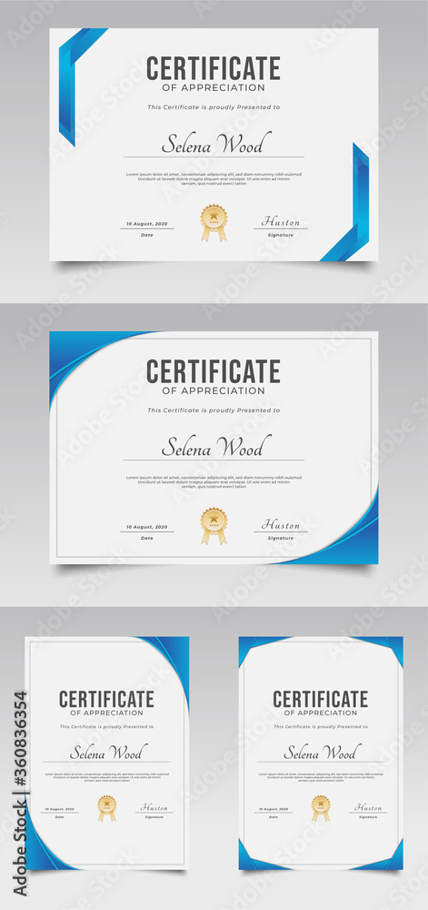 Modern Certificate Template with White and Blue Style