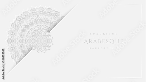 Luxurious arabesque background with Clean White Mandala style art vector