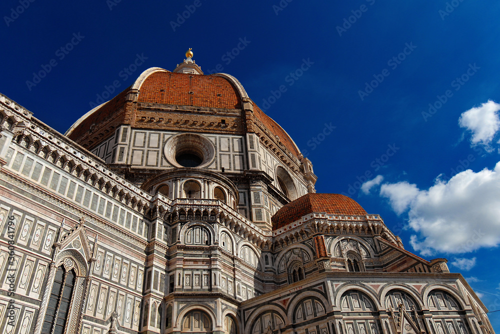 Wonderful dome of Santa Maria del Fiore (St Mary of the Flower) in Florence seen from below, built by italian architect Brunelleschi in the 15th century and symbol of Renaissance in the world