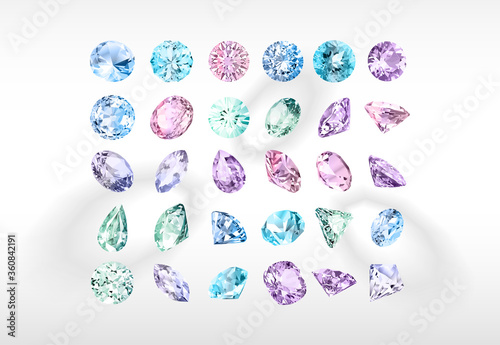 Сollection of different colour vector gemstones
 photo