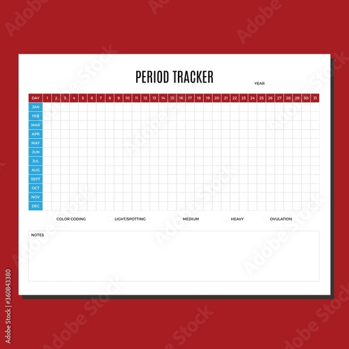 period tracker planner page photo