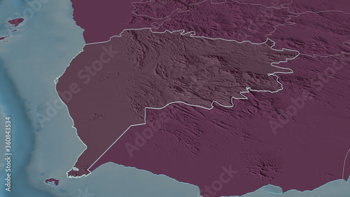 Ta`izz, Yemen - outlined. Administrative photo