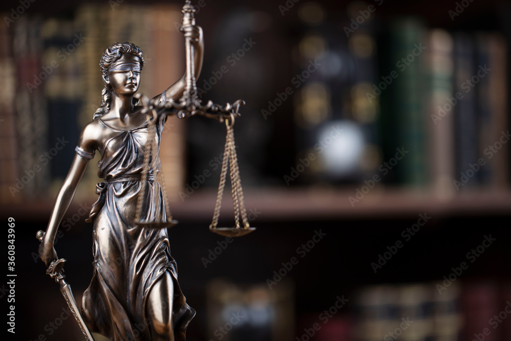 Justice concept. Themis statue in jugde office. Justice concept. Themis statue in jugde office.