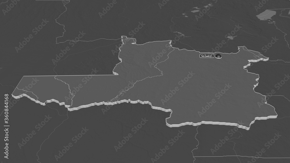 North-Western, Zambia - extruded with capital. Bilevel North-Western, Zambia - extruded with capital. Bilevel