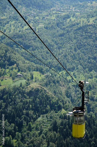 Unique soviet cableway in Khulo village. Adjara, Georgia, Caucasus. photo