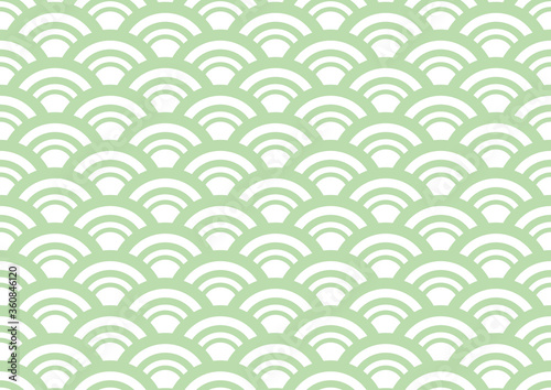 青海波の若竹色系和柄パターン 線幅の変化する大きめの模様