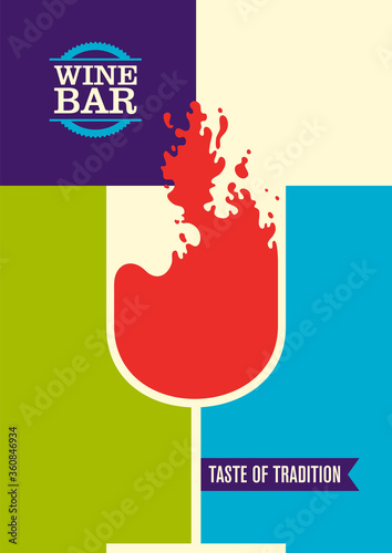 Wine bar poster design in retro style. Vector illustration.