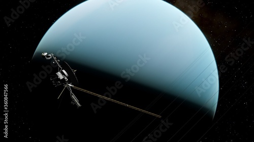 Voyager satellite in deep space, artificial satellite in space, Voyager abroad the solar system 3d render photo