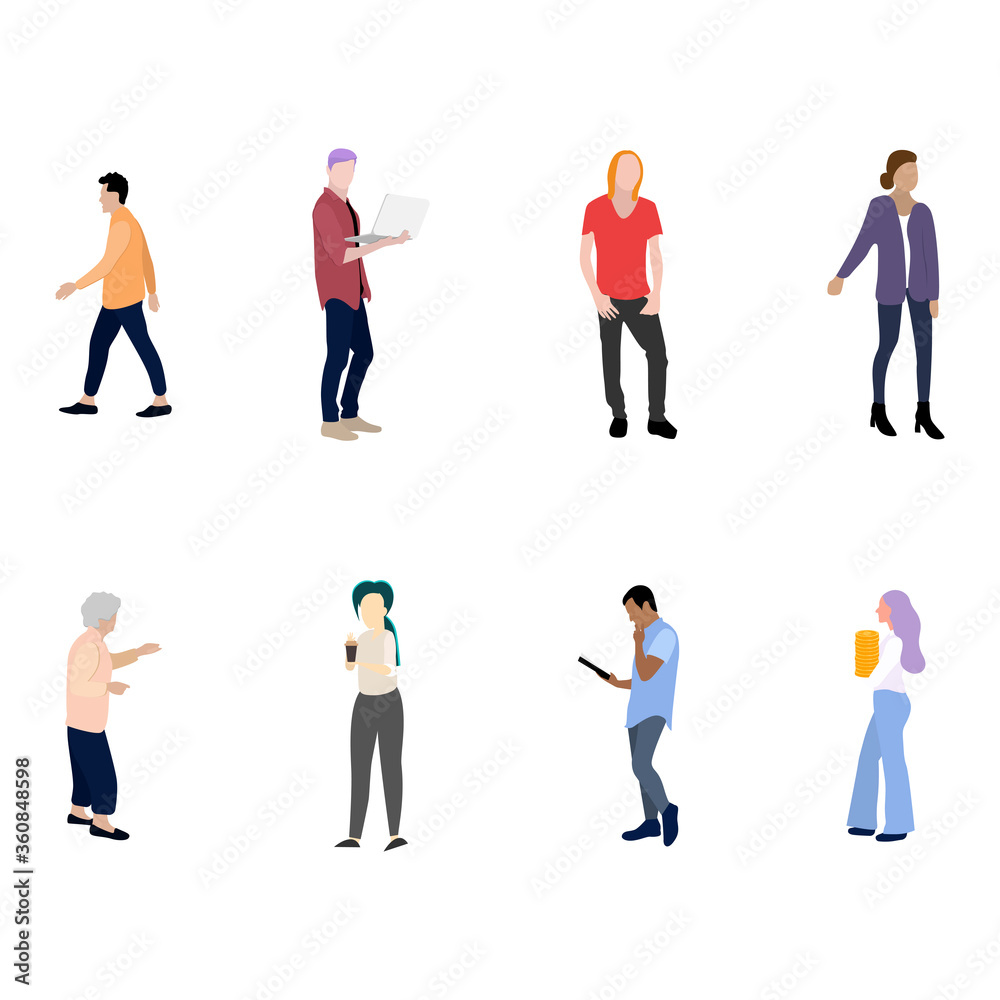 Man woman people cartoon colored flat collection Man woman people cartoon colored flat collection