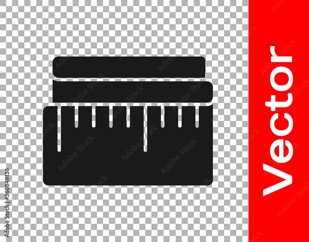 Black Tape measure icon isolated on transparent background. Measuring tape. Vector Illustration Black Tape measure icon isolated on transparent background. Measuring tape. Vector Illustration