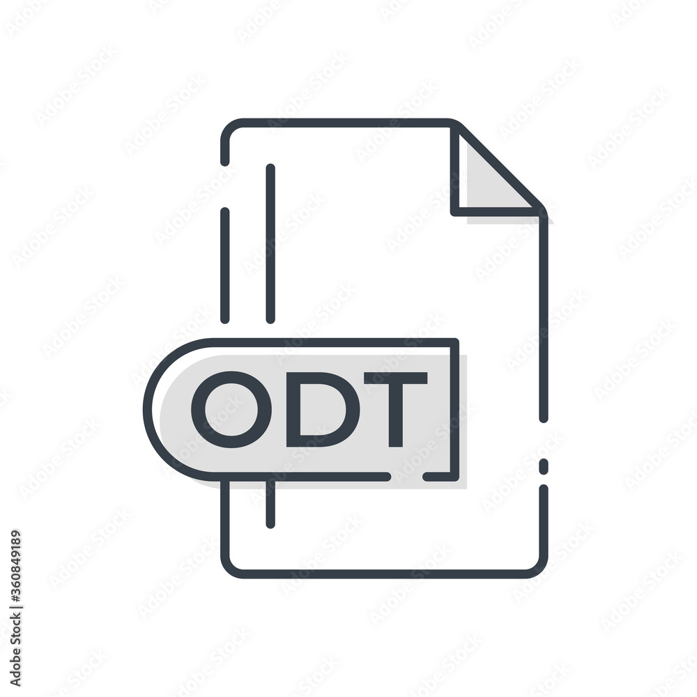 ODT File Format Icon. ODT extension line icon. ODT File Format Icon. ODT extension line icon.