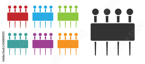 Black Needle for sewing icon isolated on white background. Tailor symbol. Textile sew up craft sign. Embroidery tool. Set icons colorful. Vector Illustration