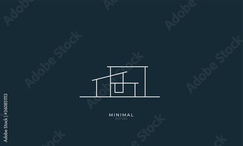 a line art icon logo a modern stylish house, home