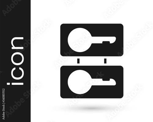 Grey Metal mold plates for casting keys icon isolated on white background. Set for mass production and forgery of the keys.  Vector Illustration