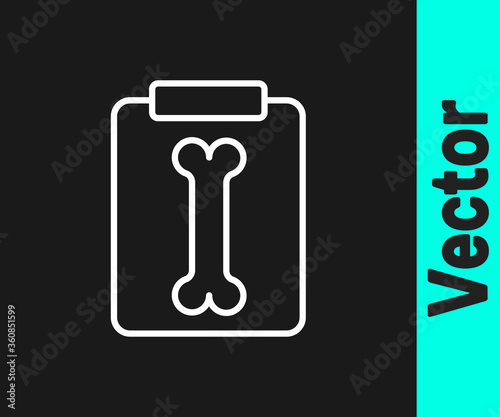 White line X-ray shots icon isolated on black background.  Vector Illustration
