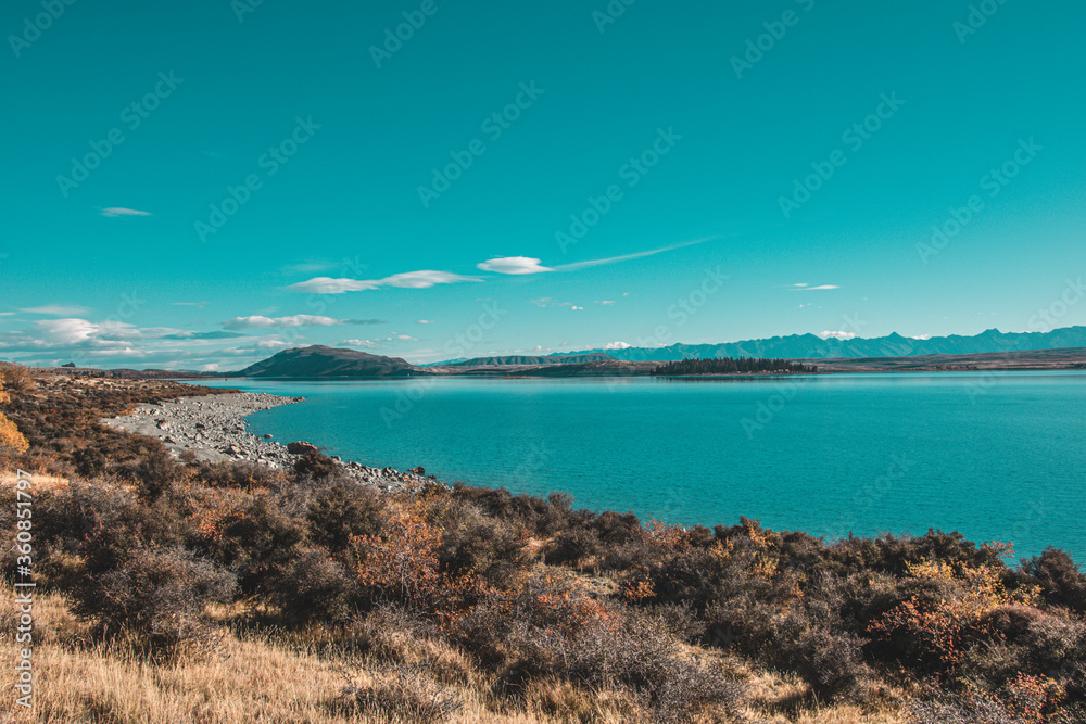 Lake Tekapo mit Blick auf Mount Cook in Neuseeland