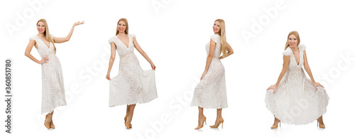 Woman in dress in fashion dress isolated on white © Elnur