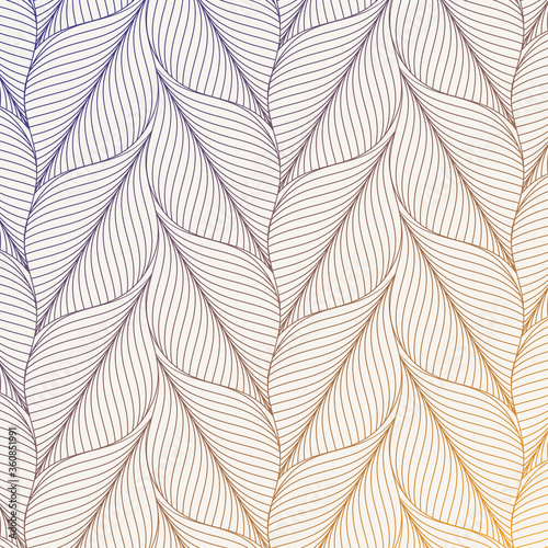 Abstract leaves vector pattern, repeating abstract linear leaves. Pattern is clean for fabric, wallpaper, printing. Pattern is on swatches panel