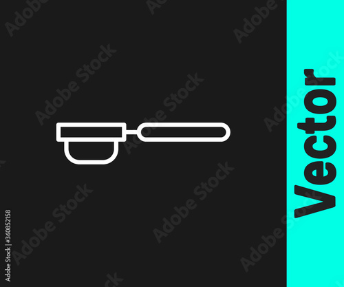 White line Coffee filter holder icon isolated on black background. Vector Illustration