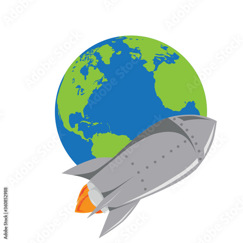 rocket and planet earth