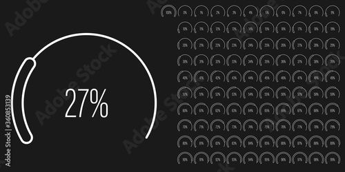 Set of circular sector percentage diagrams meters from 0 to 100 ready-to-use for web design, user interface UI or infographic - indicator with white