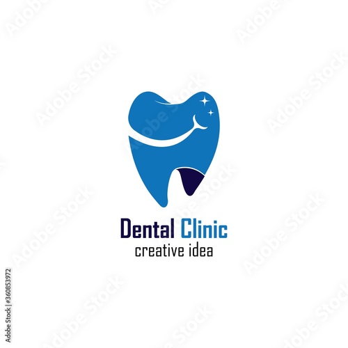 design logo vector illustration of dentistry, dental clinic, family dental health care, healthy tooth 