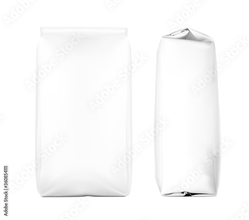 High realistic clean vertical bag mockup. Side and front view. Vector illustration isolated on white background. Easy to use for presentation your product, idea, promo, design. EPS10.
