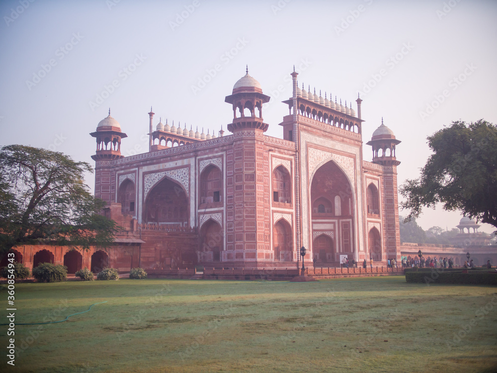 Agra, India - December 12, 2019: Lesser Swing Legendary Taj Mahah in India.