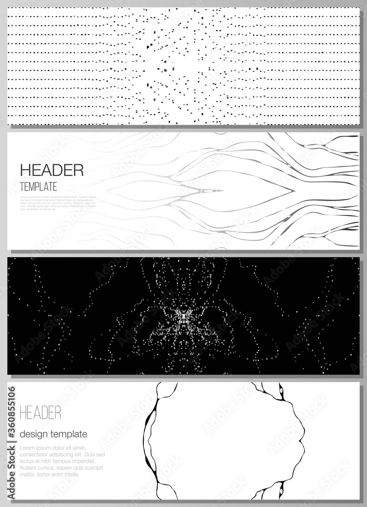 The minimalistic vector illustration of the editable layout of headers ...