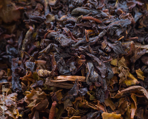 Used and unused dry herbal tea leaves