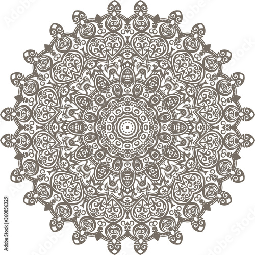 Mandala Design in a white background.Grey Color Decorative Design.