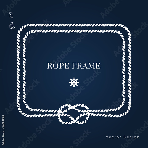 Nautical vector frame. Rope knot border design
