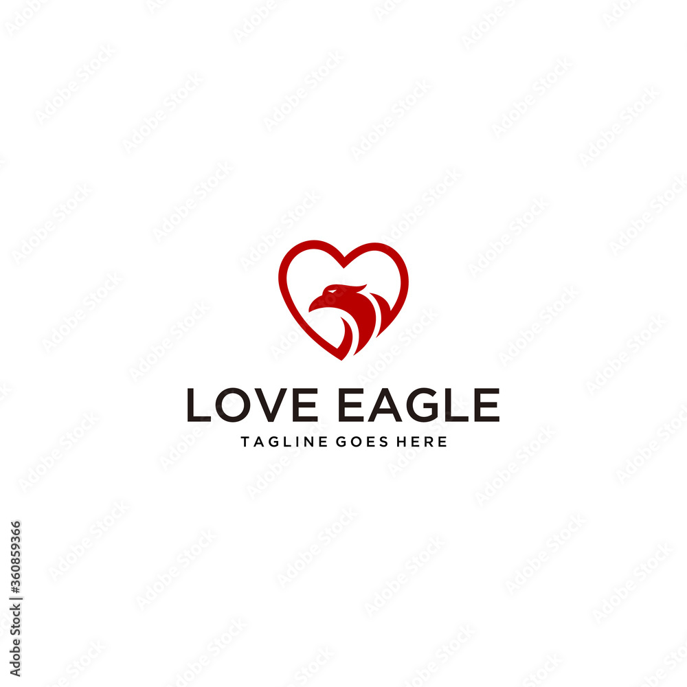 Illustration of Eagle bird love Logo Vector template.
