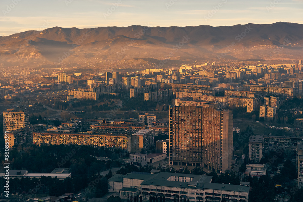 Dilapidated residential buildings in northern Tbilisi. 