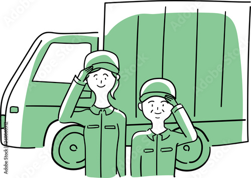 トラックと運転手のイラスト