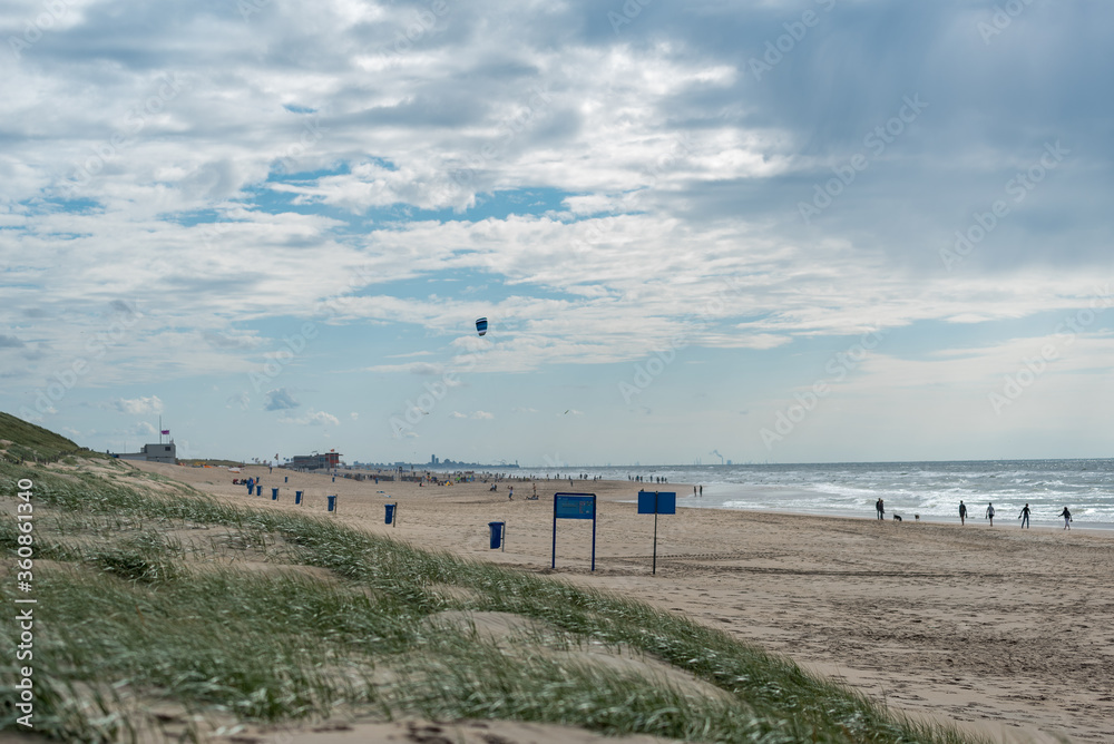 Paragliding at Noordwijk beach in the netherlands