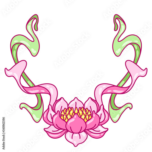 Frame with lotus flowers. Art Nouveau vintage style.