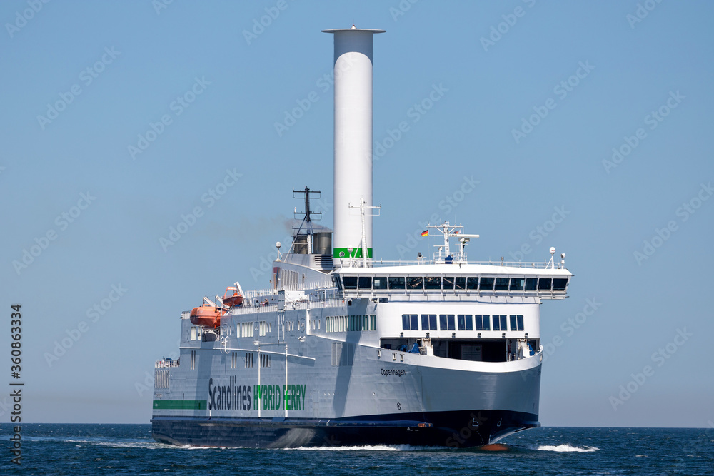 ROSTOCK, GERMANY JUNE 15, 2020 Scandlines hybrid ferry COPENHAGEN
