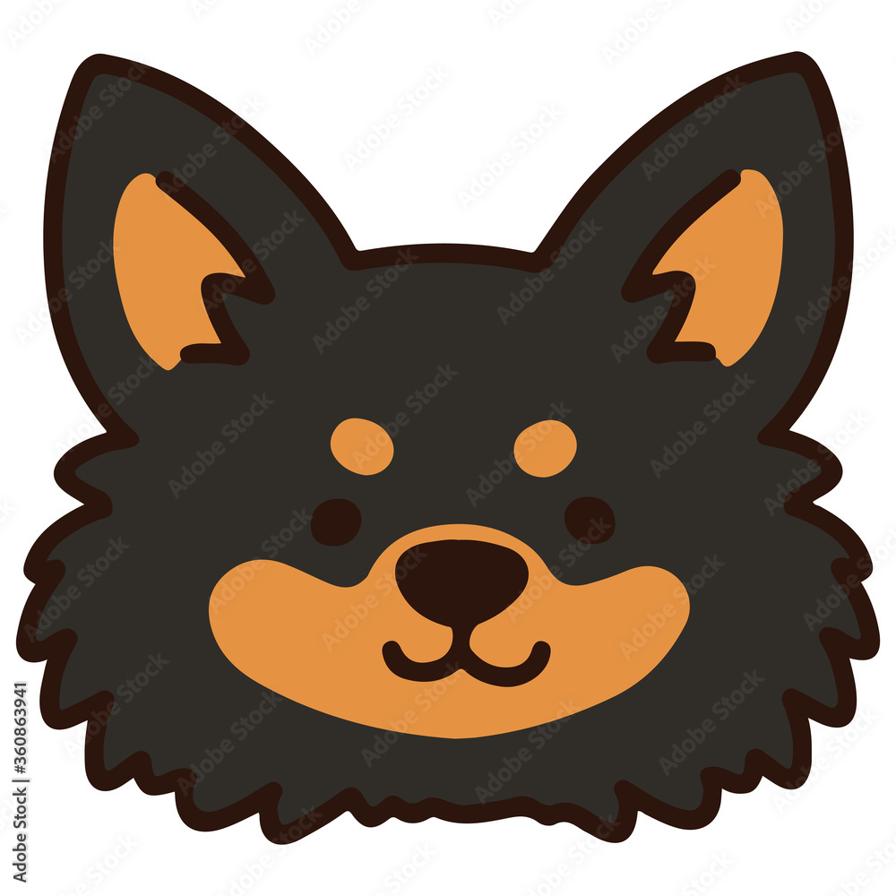 Outlined black and brown Chihuahua front head Outlined black and brown Chihuahua front head