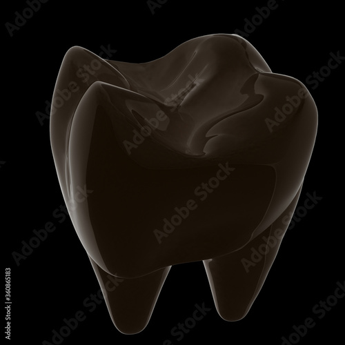 Tooth. 3d illustration. On a black background.