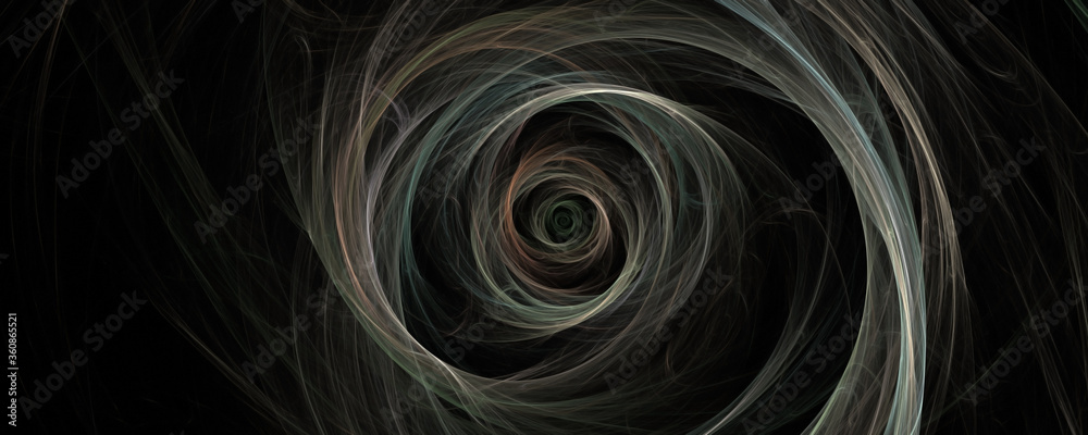 Spinning fractal burst on black background - obrazy, fototapety, plakaty 
