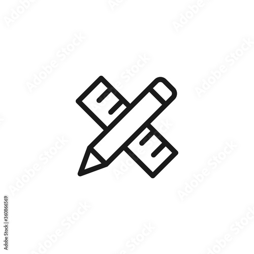 Pencil and ruler icon. Design symbol modern, simple, vector, icon for website design, mobile app, ui. Vector Illustration